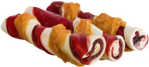 Denta Fun BBQ Chicken Chewing Rolls for dogs, tough rawhide, dental care, gluten-free, 105g pack – Keans Claremorris