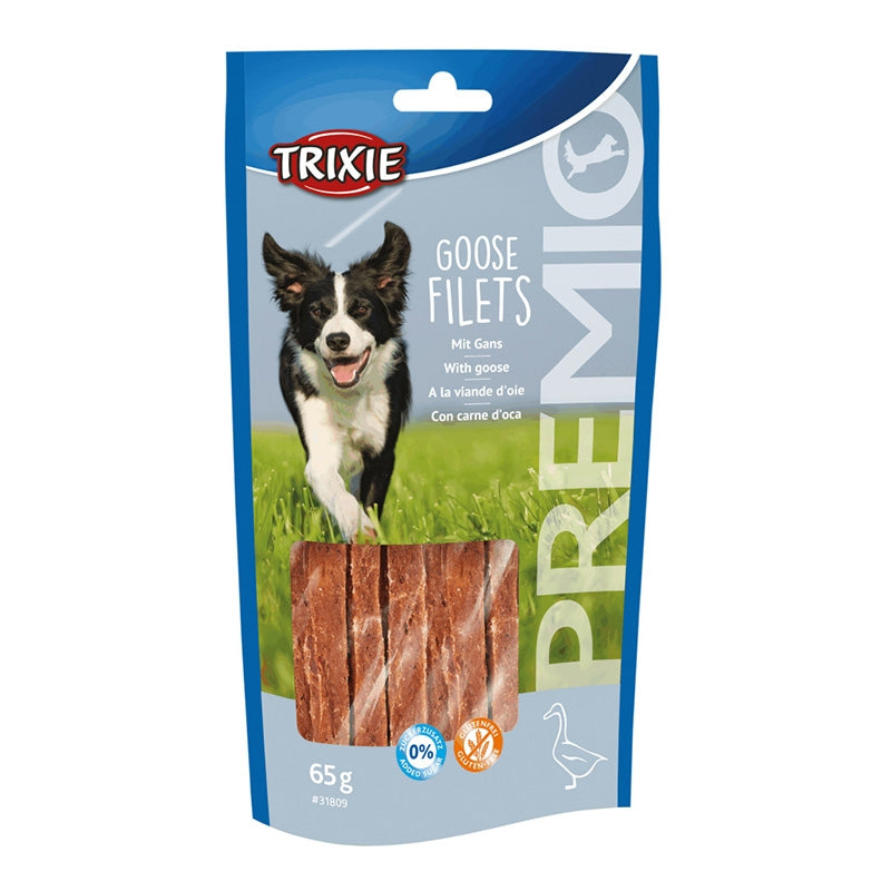 Premio Goose Filets 65g, 70% goose meat, gluten-free, no added sugar, resealable bag – available at Keans Claremorris.