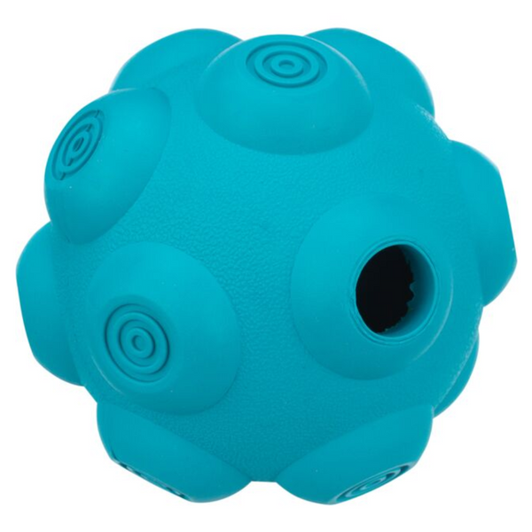 Teal 9cm Snack Ball with star-shaped obstacle, natural rubber, quiet roll and bounce – Keans Claremorris.