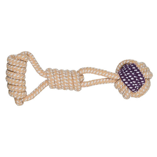 Rope Ball with Handle dog toy by Keans Claremorris, durable cotton rope, woven ball, perfect for tug and fetch games.