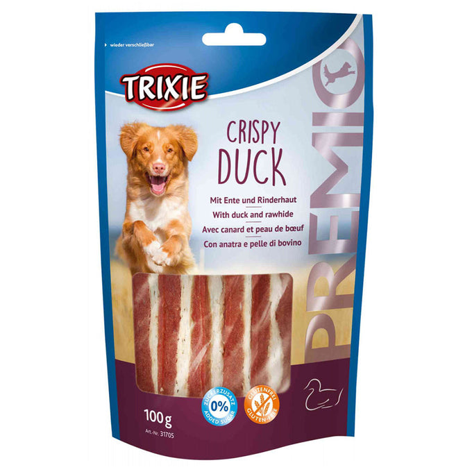 Premio Crispy Duck dog treat with 86% duck, rawhide, high protein, gluten-free, no added sugar, 100g - Keans Claremorris