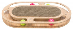 Scratching cardboard with wooden frame, 4 balls, catnip, sturdy corrugated cardboard, 46x4x25cm – Keans Claremorris