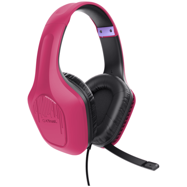 Trust GXT415 Zirox Pink Gaming Headset with Mic, Comfortable Design - Available at Keans Claremorris