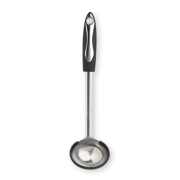 Professional non-scratch stainless steel ladle with soft grip, silicone edge, dishwasher safe – Keans Claremorris