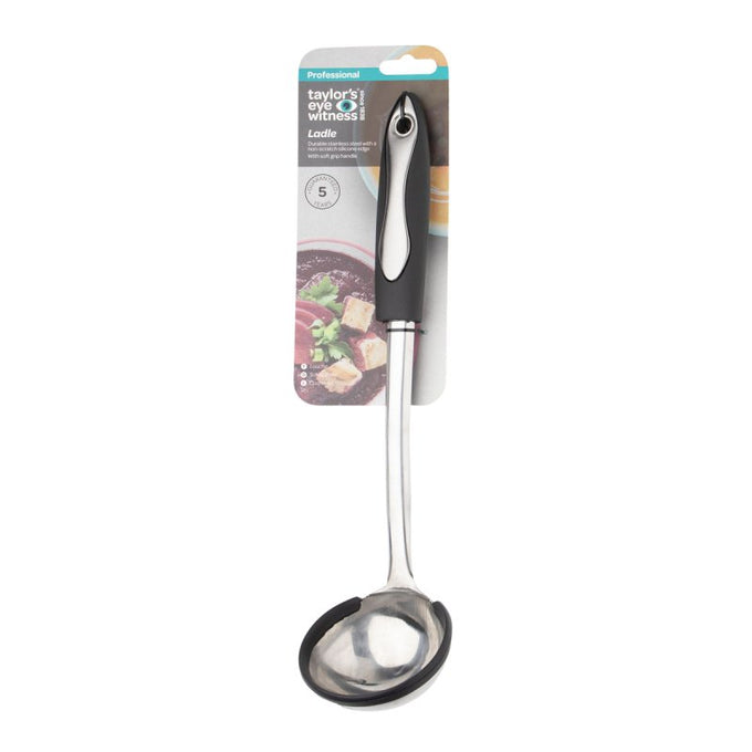 Professional non-scratch stainless steel ladle for cooking, durable and sleek - available at Keans Claremorris.