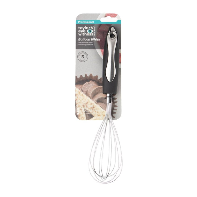 Professional Soft Grip Stainless Steel Balloon Whisk for mixing and whipping – available at Keans Claremorris.
