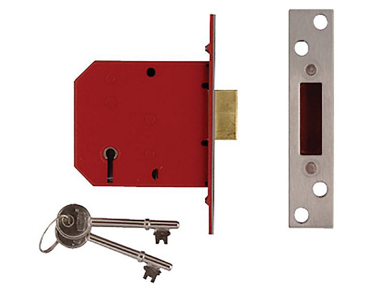 Union 5 Lever Mortice Deadlock 2.5in Satin Brass, High Security, 44.5mm Backset – Keans Claremorris