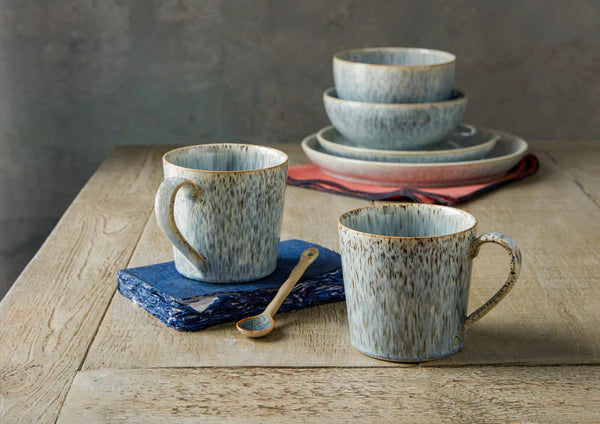 Denby Halo Speckle Mug with textured finish, durable stoneware, available at Keans Claremorris.