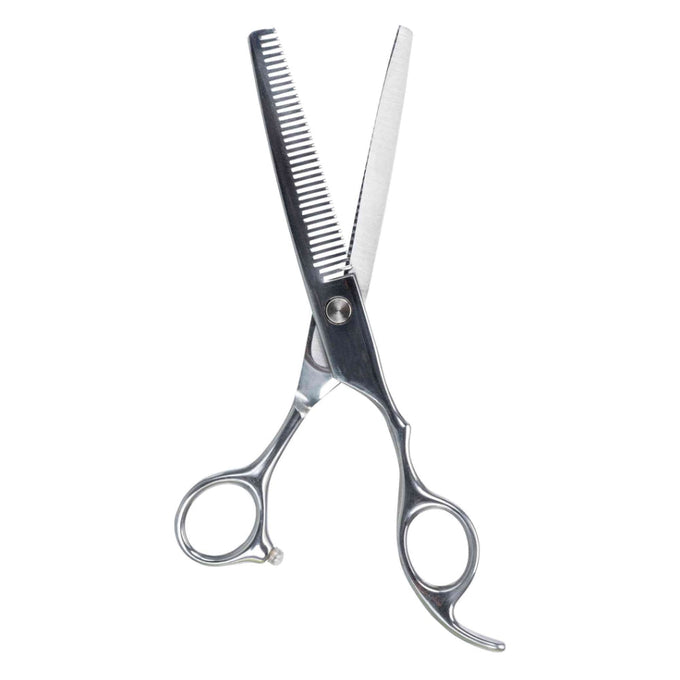 Professional 18cm stainless steel thinning scissors for cats & dogs with adjustable screw and soft rubber stoppers – Keans
