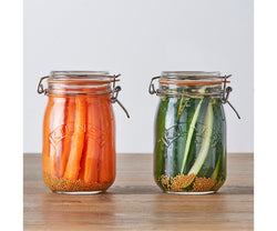Clip Top Round Jar 1 Litre airtight storage container by Keans Claremorris, ideal for kitchen organization and preserving