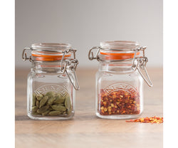 Clip Top Square Spice Jar 70ml with airtight seal for fresh spices, available at Keans Claremorris