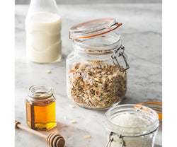 Clip Top Square Jar 1 Litre airtight glass storage container – Keans Claremorris