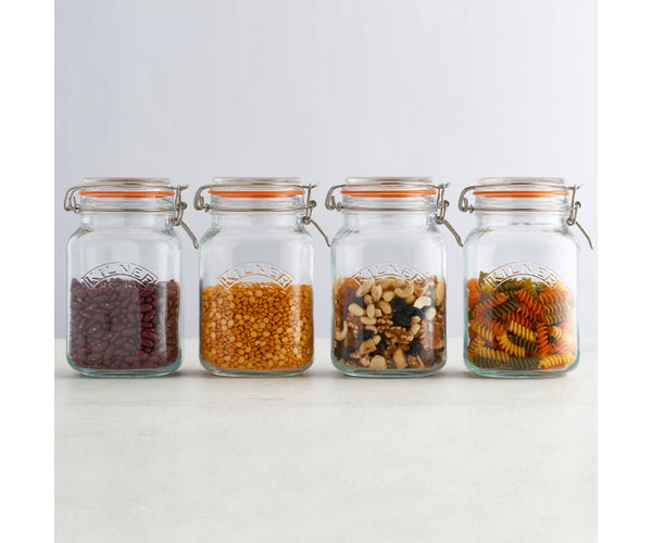 Clip Top Square Jar 1.5 Litre airtight storage container – Keans Claremorris