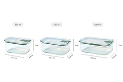 Mepal Easy Clip Rectangular Glass Storage Basin with airtight lid – durable, leak-proof food container | Keans Claremorris