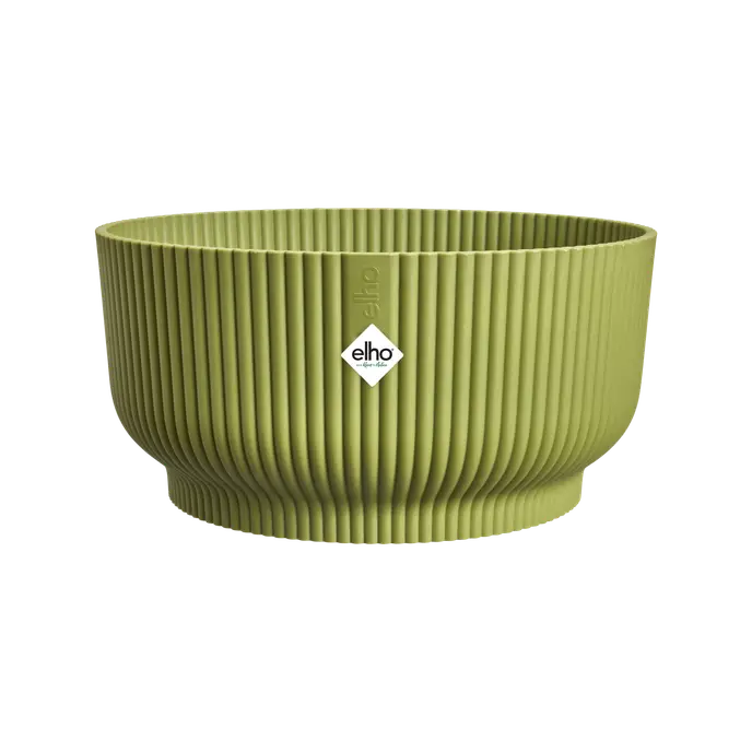 Fern green Vibes Fold Bowl with vertical ribbed texture and subtle logo on the side, 25cm diameter.