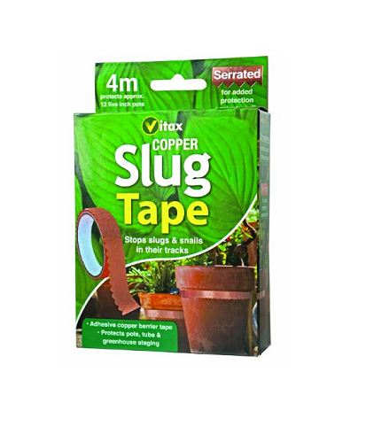Vitax Copper Slug Tape 4m with adhesive serrated copper barrier stops slugs, ideal for organic gardening - Keans Claremorris