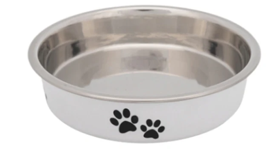 Cat bowl for short-nosed cats, stainless steel with plastic coating, non-slip rubber base, 0.25L, Keans Claremorris