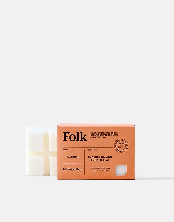 Wander Folk 75g vegan vegetable wax melts in recyclable packaging, cruelty-free, sustainable inks – Keans Claremorris