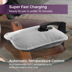 Rechargeable Grey Hot Water Bottle for warmth and comfort - available at Keans Claremorris