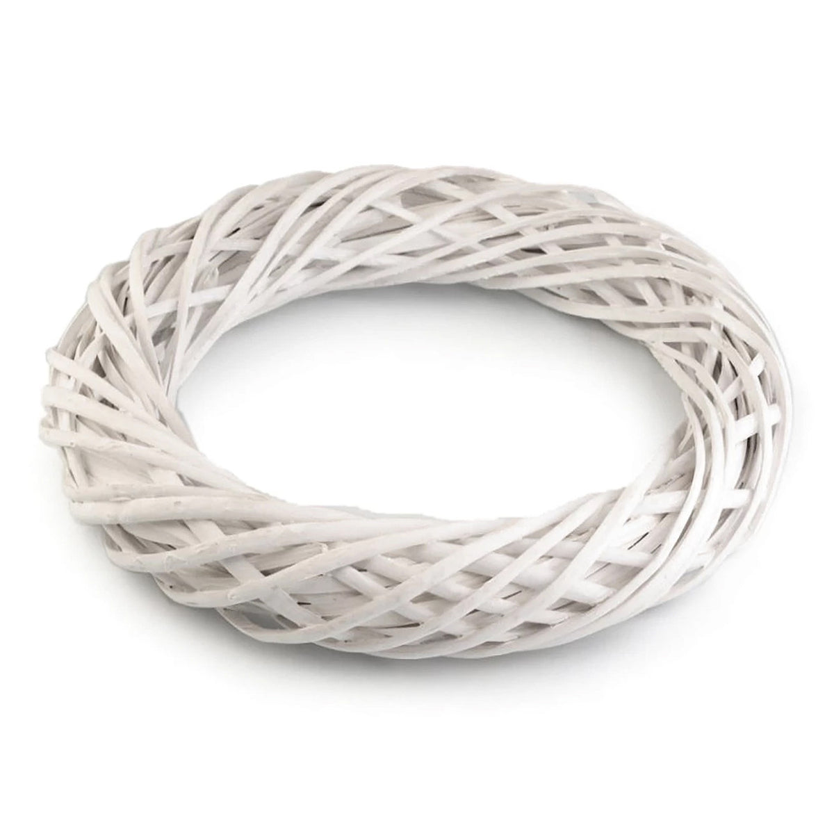 White-washed natural willow wreath with a 30cm diameter, shown on a white background.