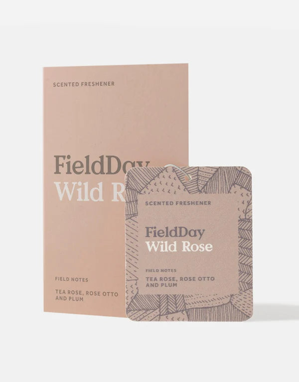 Wild Rose Scented Freshener card with tea rose and plum aroma, made from sustainable softwood timber – Keans Claremorris.