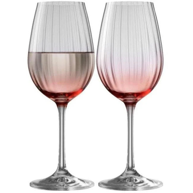 Erne Wine Glass Pair Blush with elegant Galway Crystal design, blush base, 22.6cm tall, perfect gift - Keans Claremorris