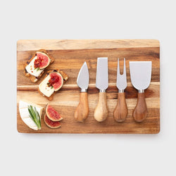 4 Piece Acacia Cheese Knife & Board Set