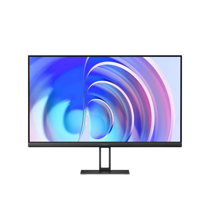 Xiaomi A24i 23.8" FHD monitor with ultra-slim black bezel and abstract blue-purple screen design.