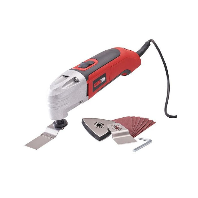 Olympia 300W Corded Multi-Tool with variable speed, sanding pad, blades, and scraper – versatile power tool from Keans