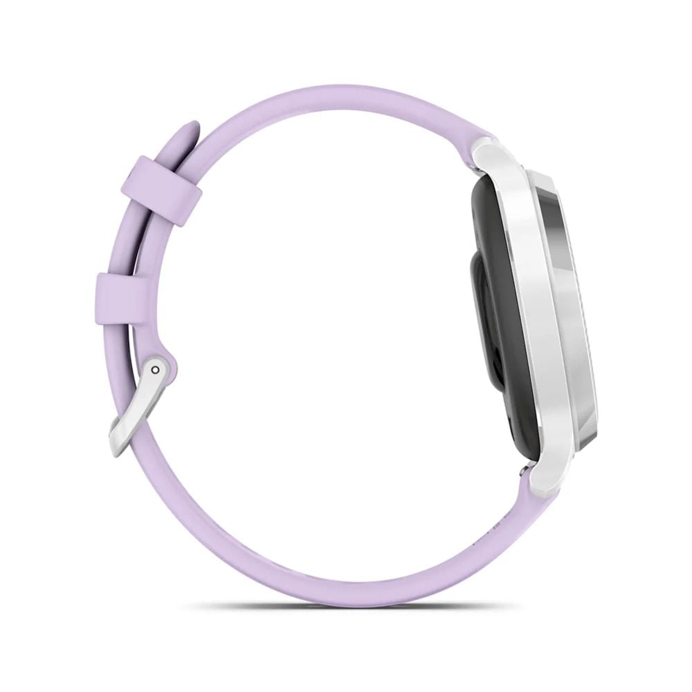 Garmin Lily 2 Active Silver watch with Purple Jasmine silicone band, sleek design, fitness tracking - Keans Claremorris