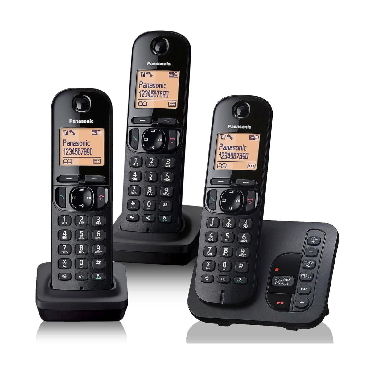 Panasonic KX-TGC223 Trio cordless phone with digital answering machine, call blocking, expandable handsets - Keans