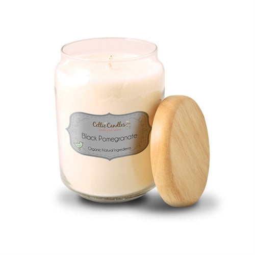 Large Pop Jar Black Pomegranate candle, 100% organic plant wax blend, skin-safe, from Keans Claremorris.