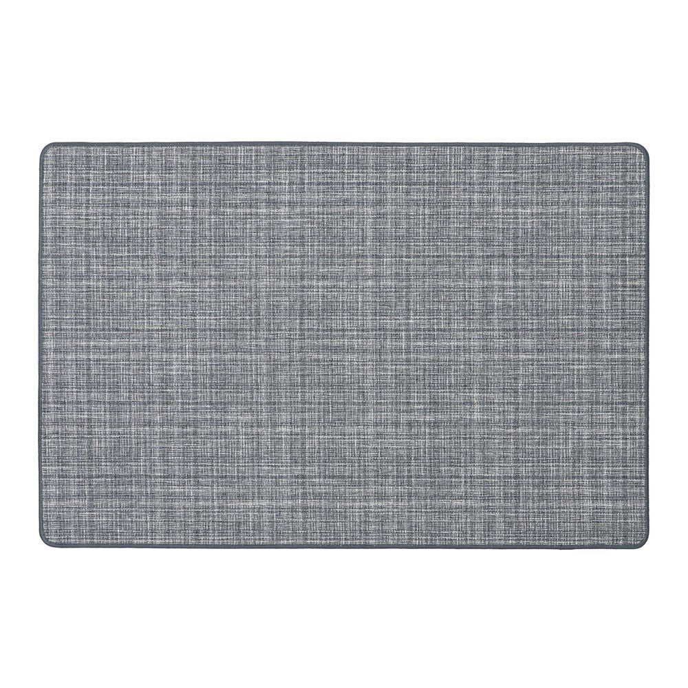 JVL Elegance Grey Linen Effect Mat 50x75cm, durable, rubber-backed, machine washable, indoor use – Keans Claremorris