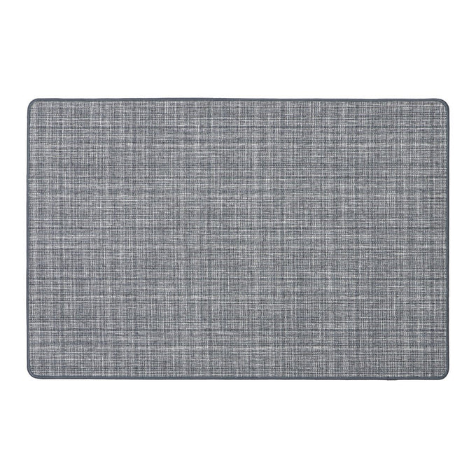 JVL Elegance Grey Linen Effect Mat 50x75cm, durable, rubber-backed, machine washable, indoor use – Keans Claremorris