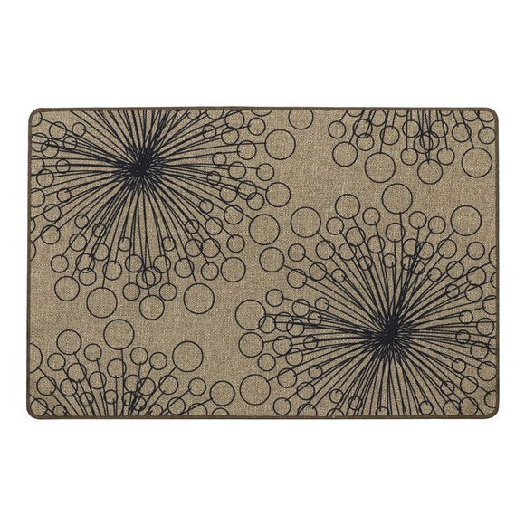 Elegance Dandelion Clock indoor mat 50x75cm, linen effect, rubber backing, wrinkle resistant, durable, Keans Claremorris.