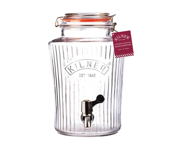 Kilner 5L vintage glass drinks dispenser with clip top, tap, airtight seal – ideal for parties | Keans Claremorris