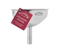 Kilner Stainless Steel Strainer Funnel with removable disc, ergonomic handle, dishwasher safe – available at Keans