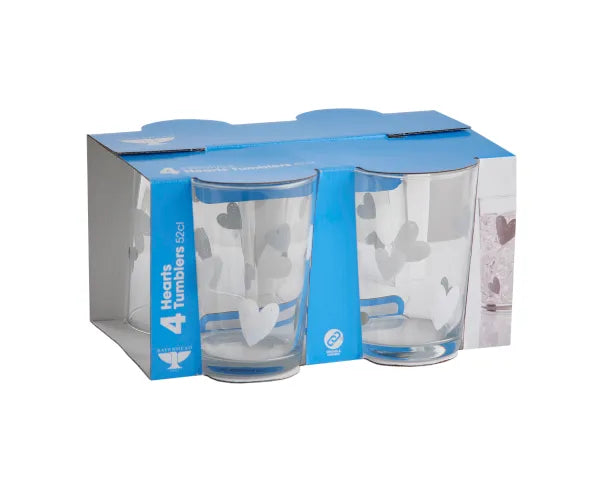Hearts Set Of 4 Tumblers 52cl