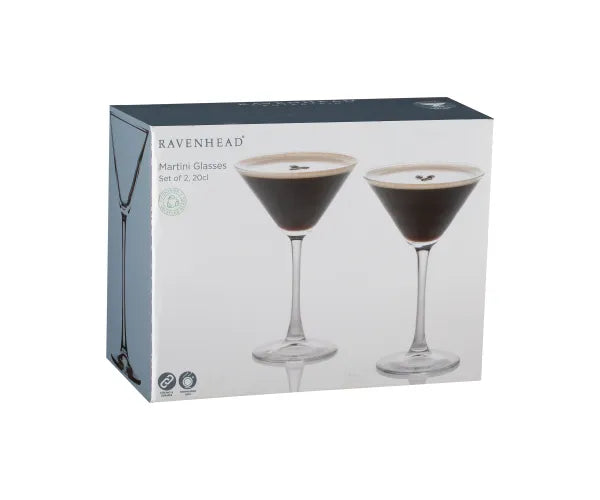 Entertain Set of 2 Martini Glasses 20cl – elegant cocktail glasses by Keans Claremorris, perfect for entertaining.