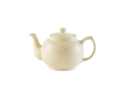 Cream 2-cup stoneware teapot with matt finish, non-drip spout, ergonomic handle, 450ml capacity by Price & Kensington at