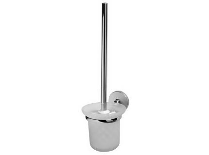 Chroma wall-mounted toilet brush and holder with chrome finish, space-saving design, available at Keans Claremorris.
