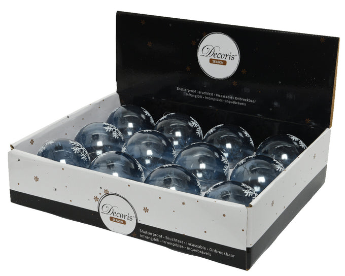 Bauble shatterproof white snow dia8cm Night blue - KeansClaremorris