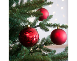 Christmas Red Baubles 10cm Shatterproof Mix Shiny Matt Finish Box of 4 – Keans Claremorris