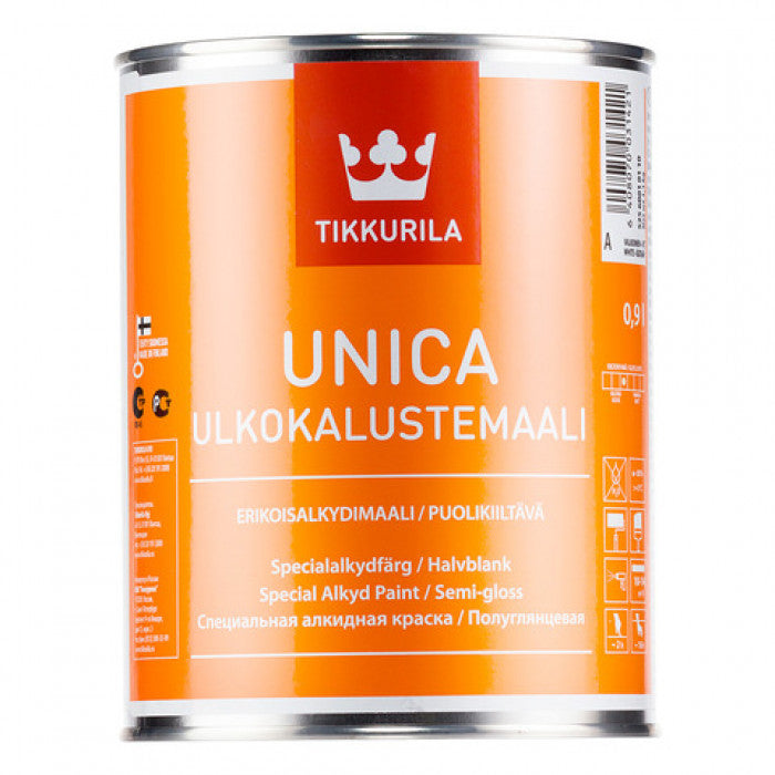 Tikkurila Unica 0.9L semi-gloss enamel paint for wood, metal, doors, windows, interior & exterior – Keans Claremorris