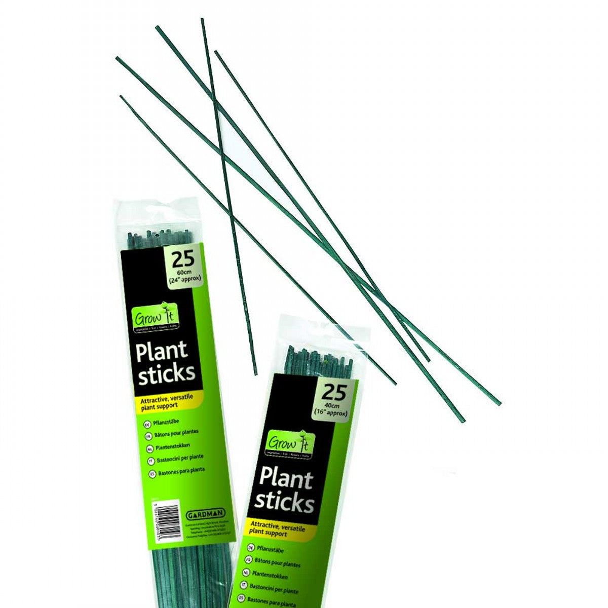 Pack of 25 green 40cm bamboo plant stakes for garden support, natural and unobtrusive – Keans Claremorris.