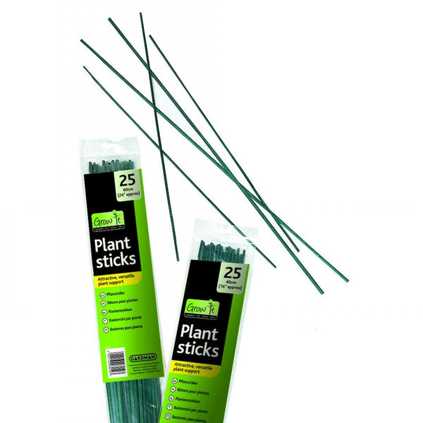 Pack of 25 green 40cm bamboo plant stakes for garden support, natural and unobtrusive – Keans Claremorris.