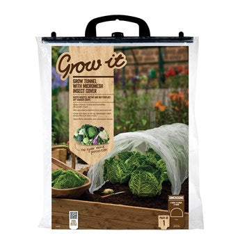 Grow It 3m micro-mesh insect grow tunnel with wire frame, lift-up sides, elastic ends, and ground pegs – Keans Claremorris