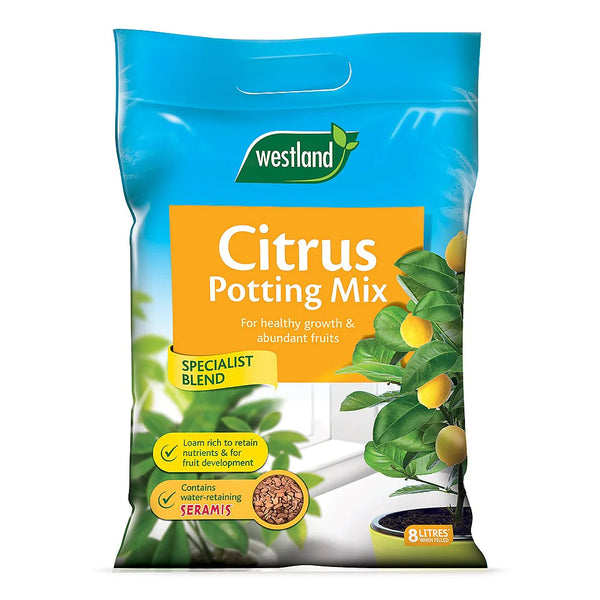Citrus Potting Mix 8L with water-retaining Seramis, acidic compost, and nutrients for healthy fruit growth - Keans