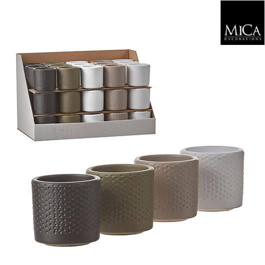 Era pot round relief 4 assorted display pots, 7x7cm, assorted colors, decorative plant pots – Keans Claremorris