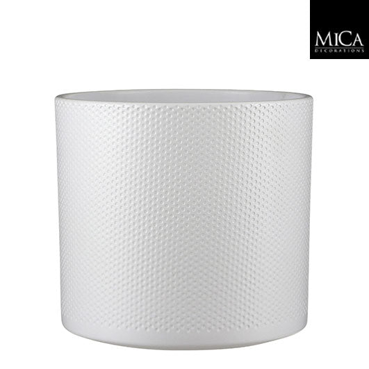 Era pot round white relief, 26cm height x 28cm diameter, decorative planter – Keans Claremorris